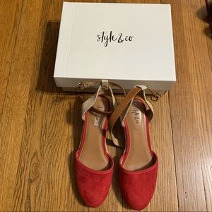 Style & Co Red Wedges Sandal